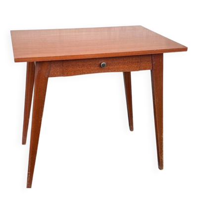 Bureau pied compas vintage en bois de teck
