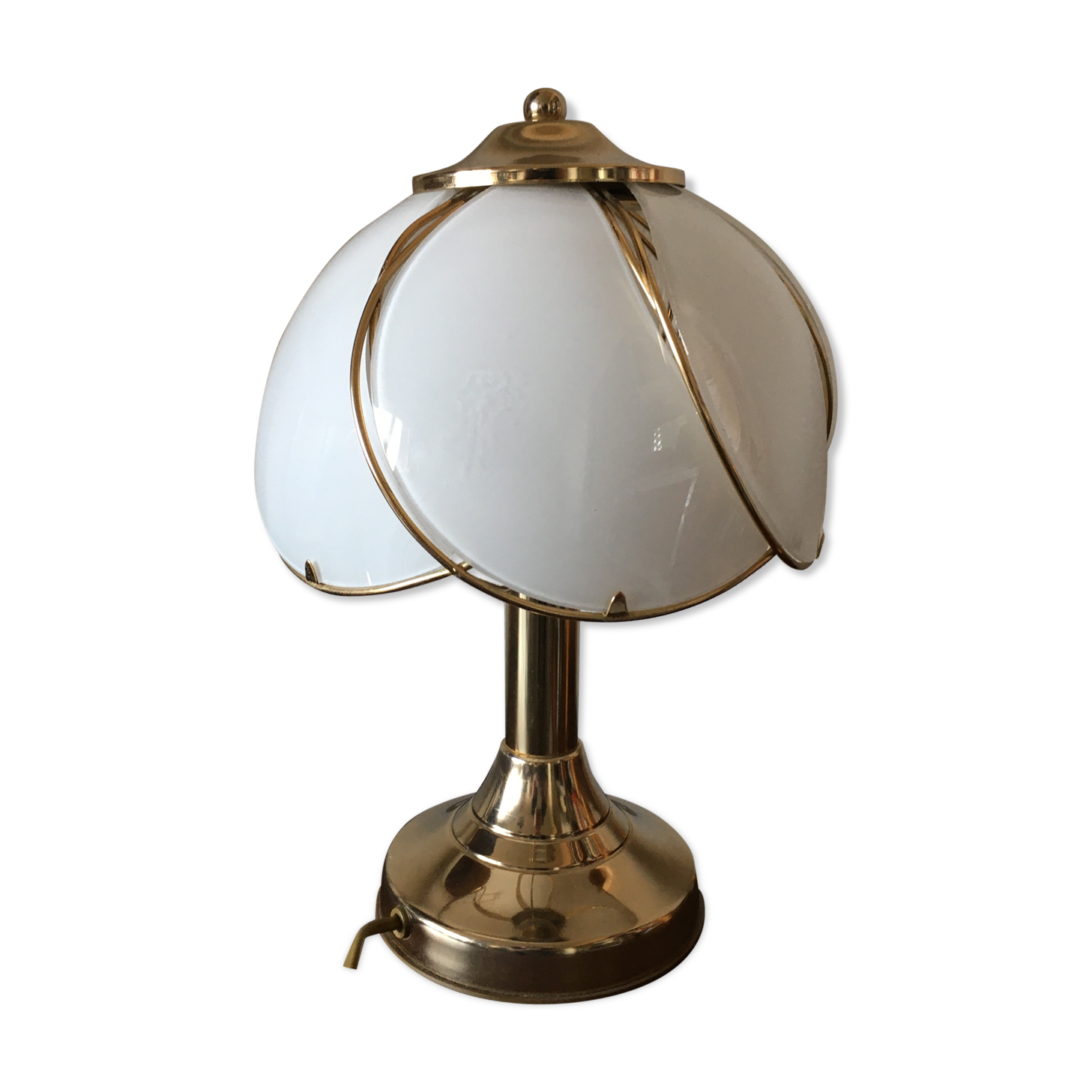 Vintage regency brass and glass table lamp, 1970s