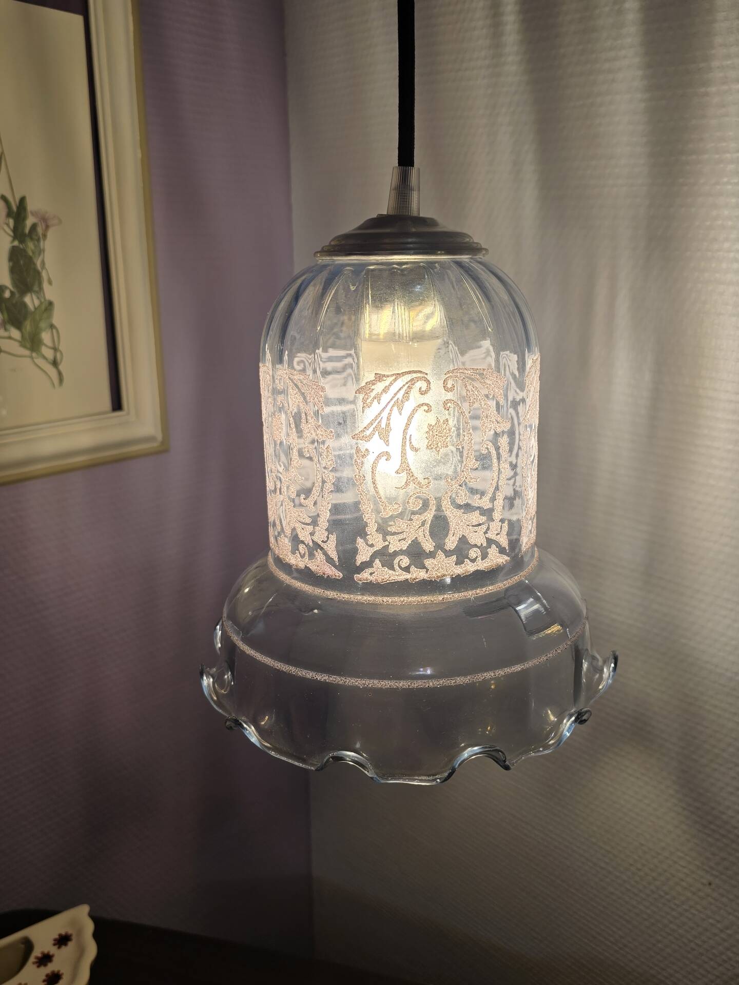 Suspension lampshade bell Vianne in petrol blue colour
