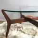 1960s round coffee table in teak and glass