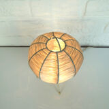 Mid-century tripod bedside lamp, raffia, Italy, 1950s