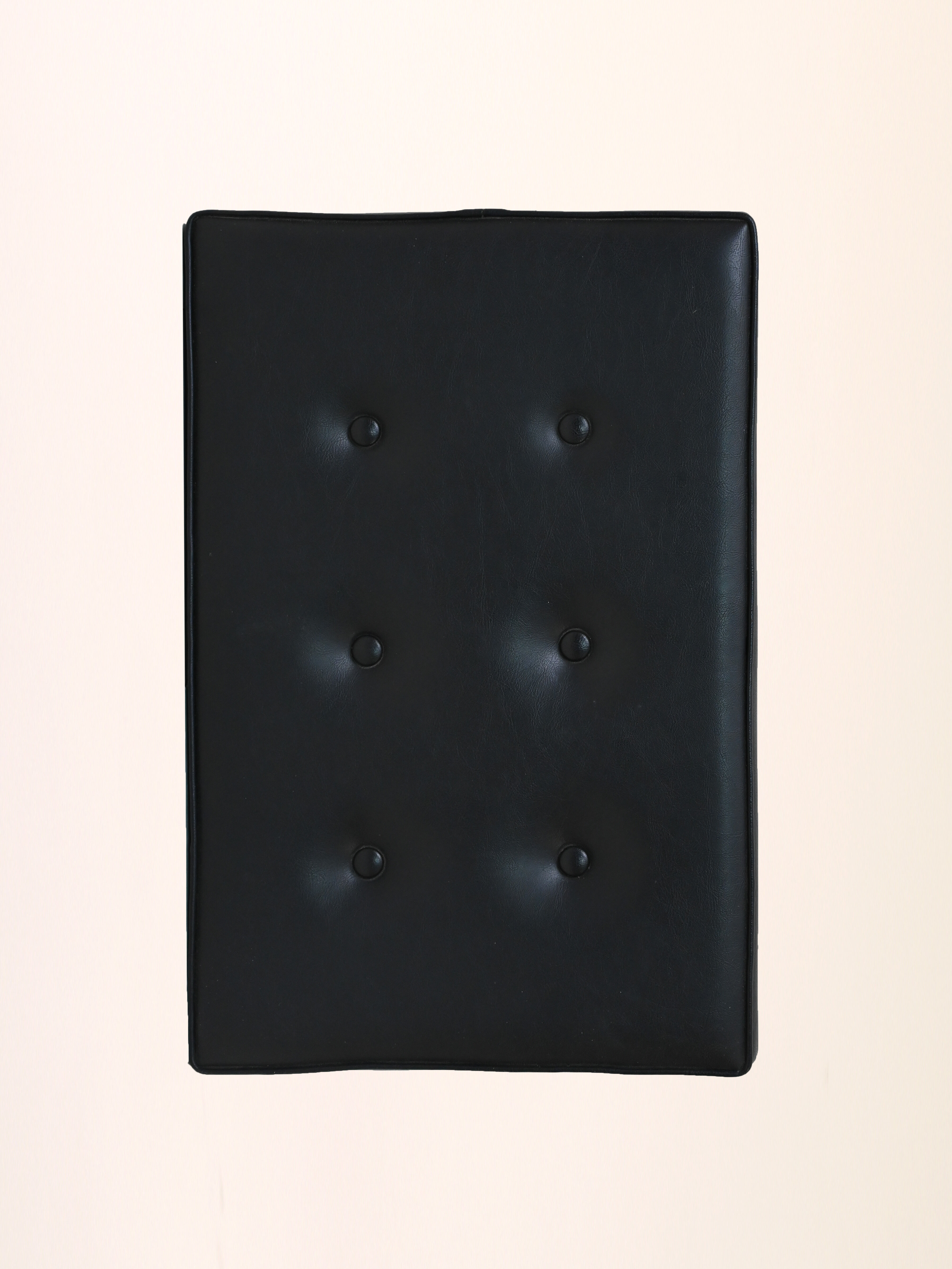 Vintage rosewood pouf with faux leather seat