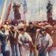 Oil on wood under glass; Italy 1960s