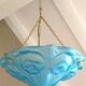 Suspension in blue glass paste signed Degué / art deco style