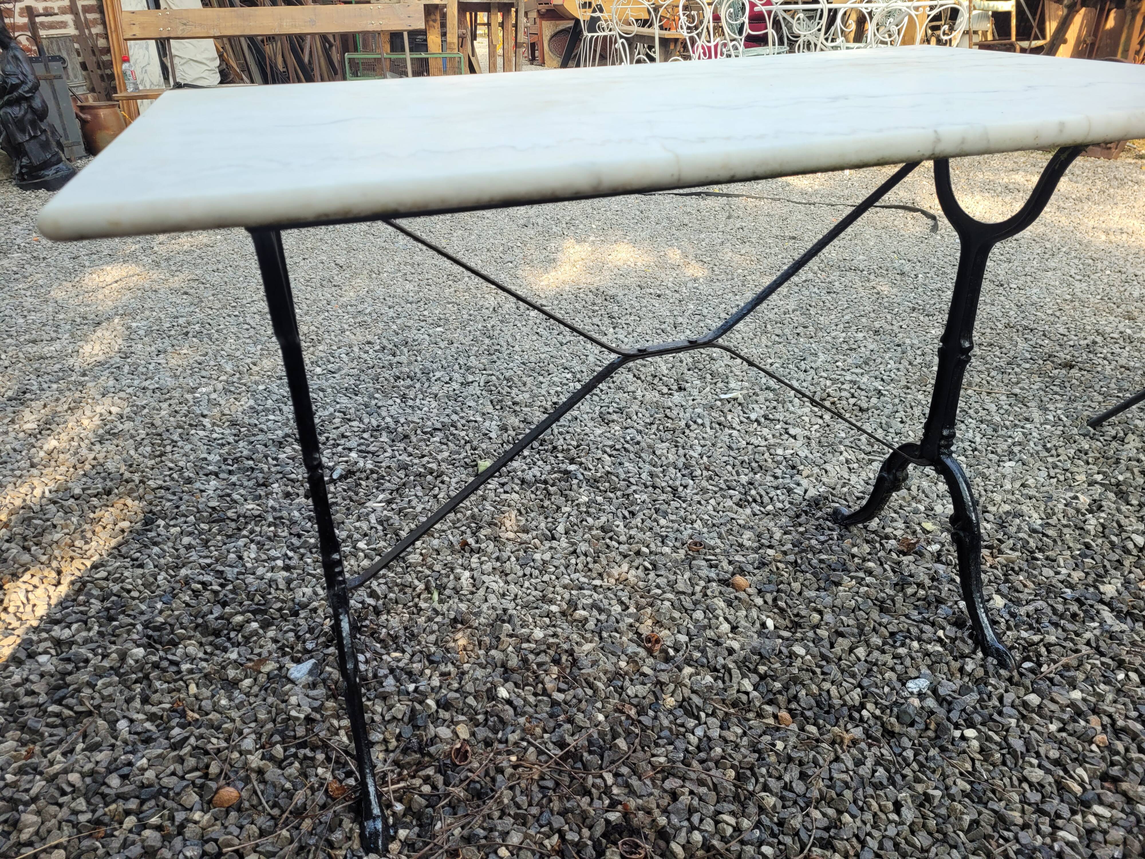 Bistro table top marble foot cast iron