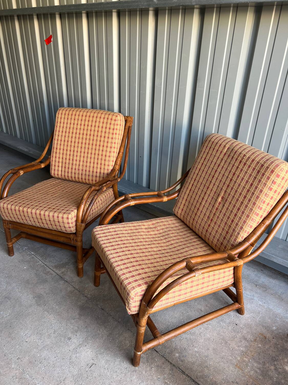 Pair of rattan armchairs