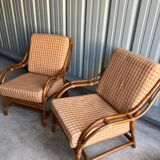 Pair of rattan armchairs