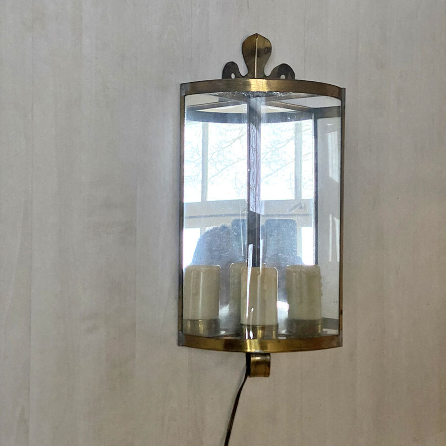 Vintage 50's golden metal corner lantern