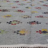 Handmade multi-coloured grey carpet made of pure wool  195x150cm