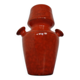 Italian orange ceramic studio vase with handle, 1970s