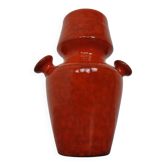 Italian orange ceramic studio vase with handle, 1970s