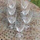 7 vintage crystal and chiseled glass wine glasses