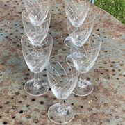 7 vintage crystal and chiseled glass wine glasses