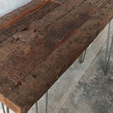 Wooden console, metal feet