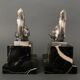 Pair of Hippolyte Moreau Art Deco spelter cat bookends