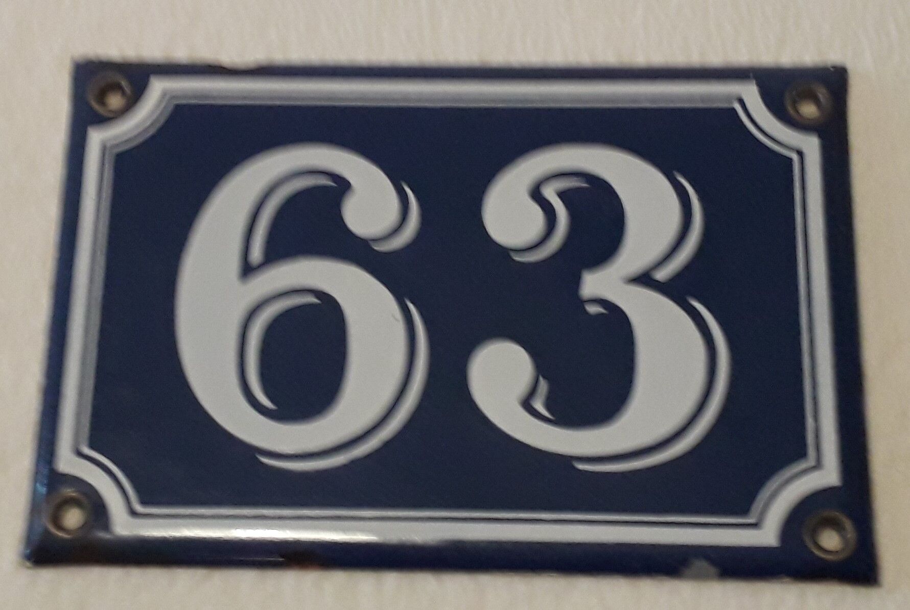 Street number enamel 63