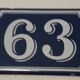 Street number enamel 63