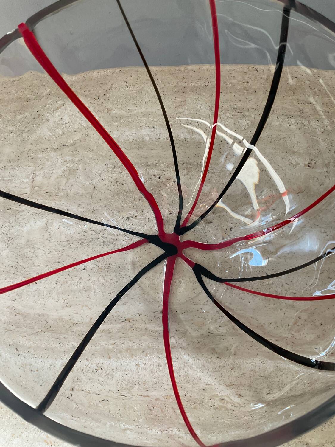 Vintage ball vase in blown glass and glass paste