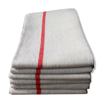 Set of 6 old cloths in linen and hemp