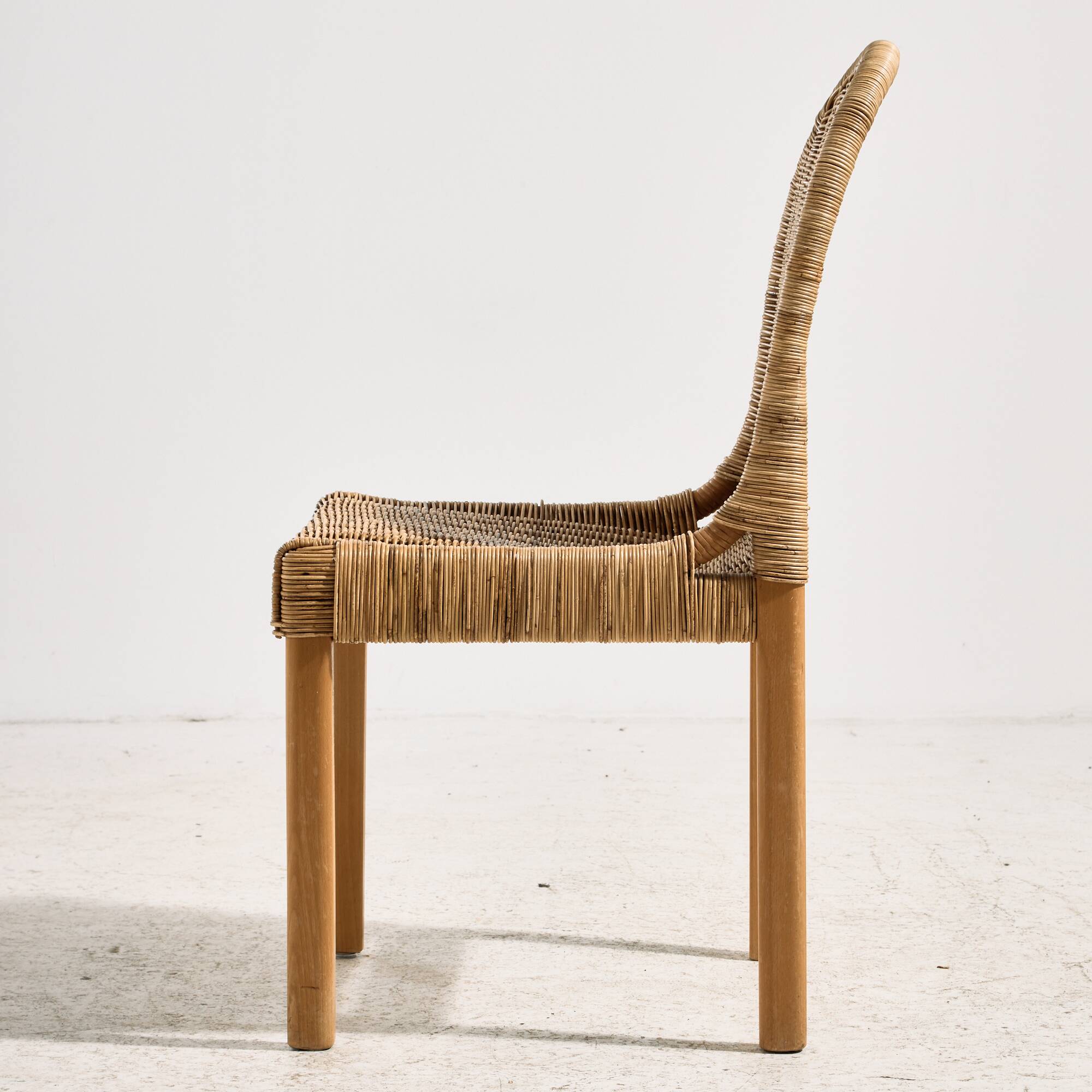 Oak and rattan chair, set of 4