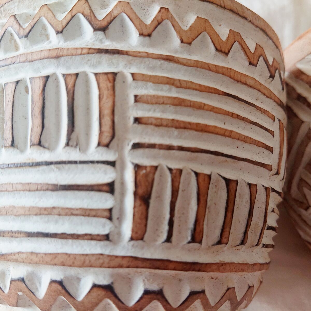 Carved wooden candle