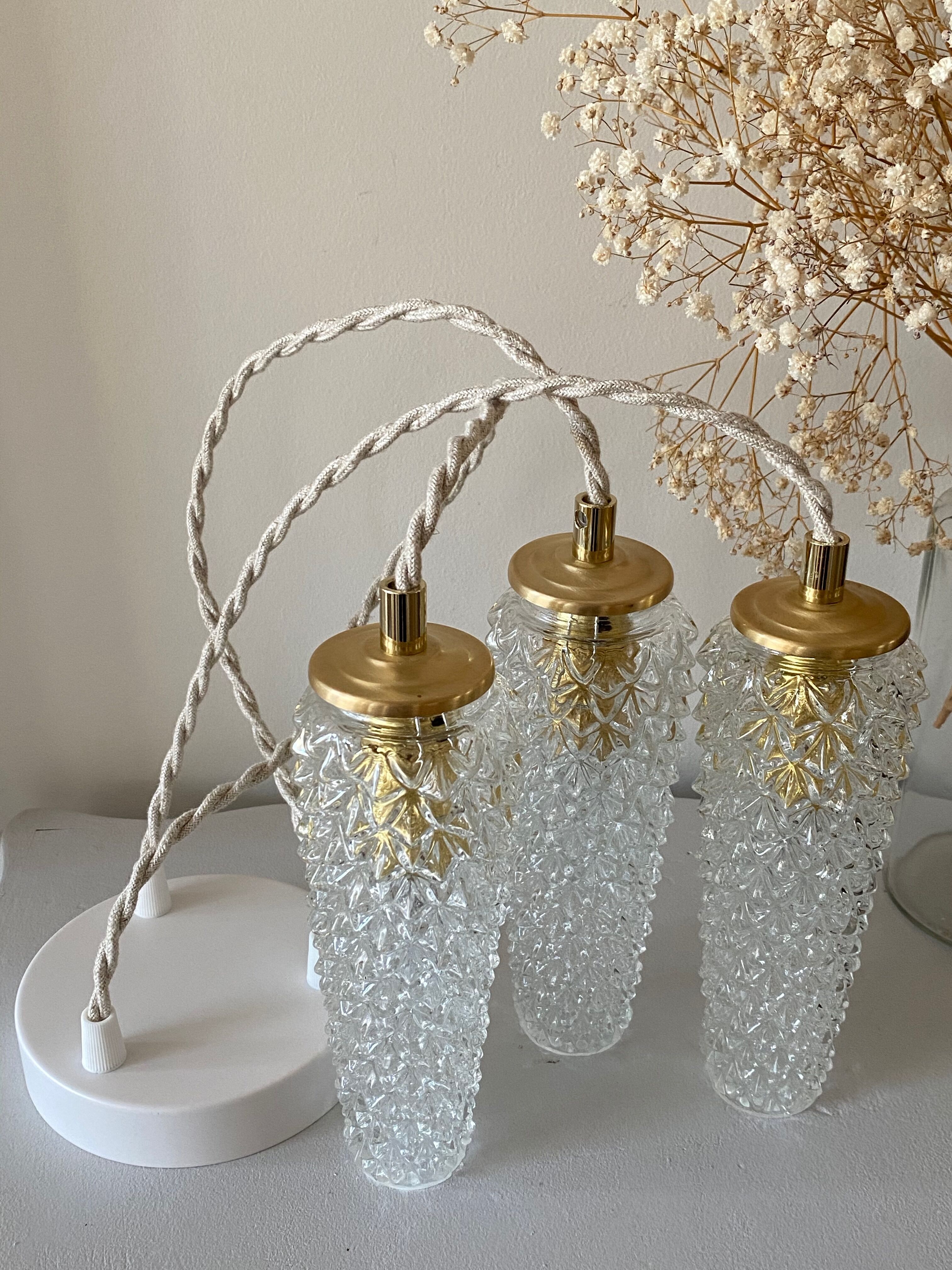 Pendant lamp 3 vintage tulips