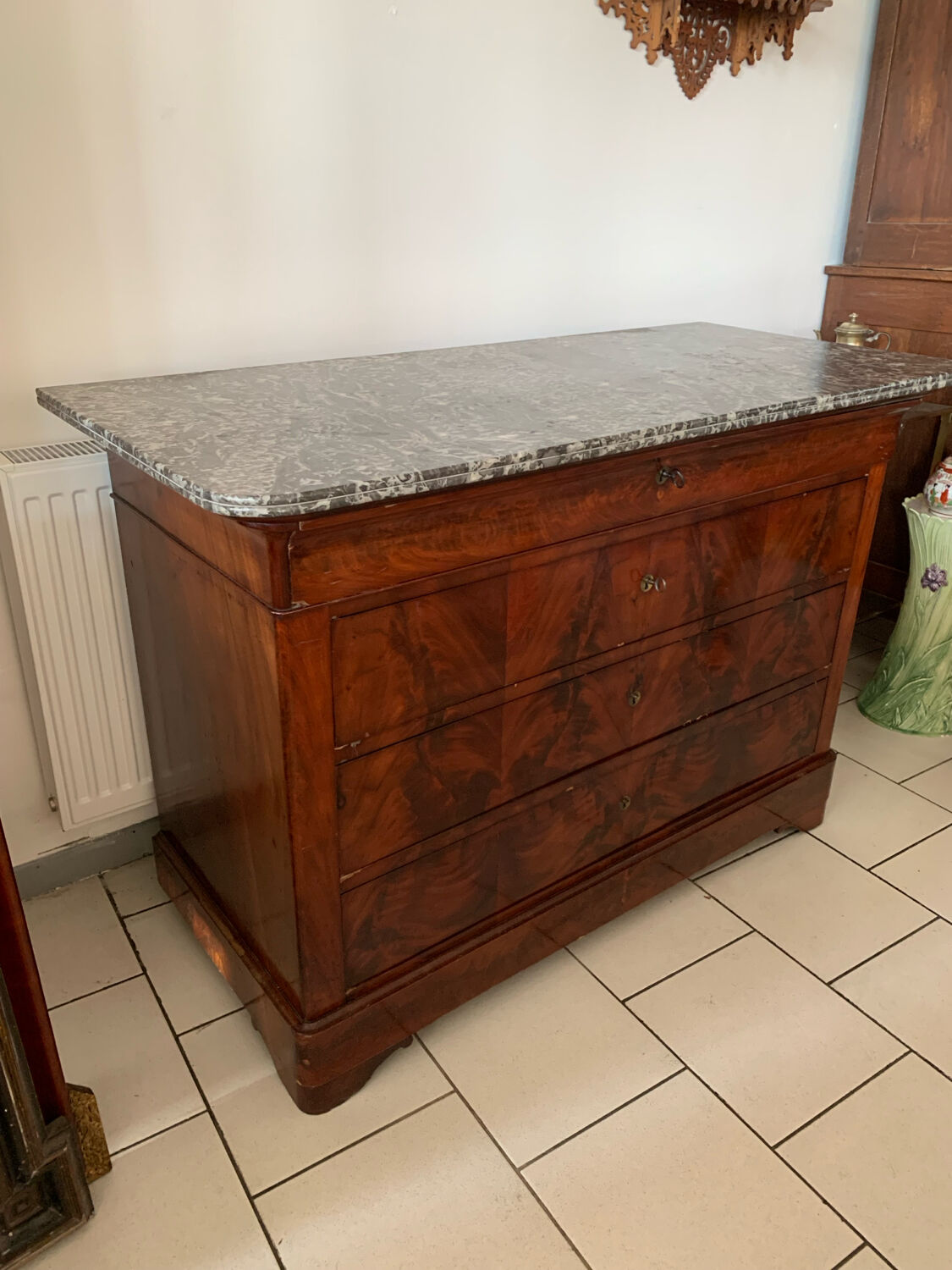 Louis Philippe Commode Mahogany Marble 19th Century