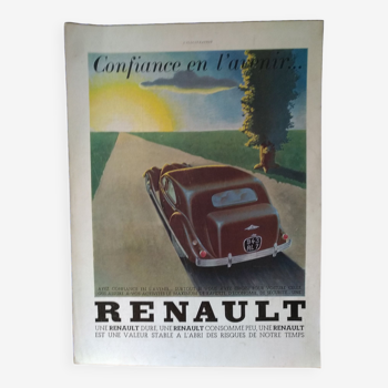une  publicité  papier  voiture Renault  issue d''une revue d'poque  1937