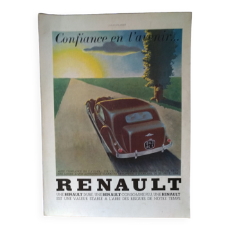 a Renault car paper advertisement from a 1937 magazine