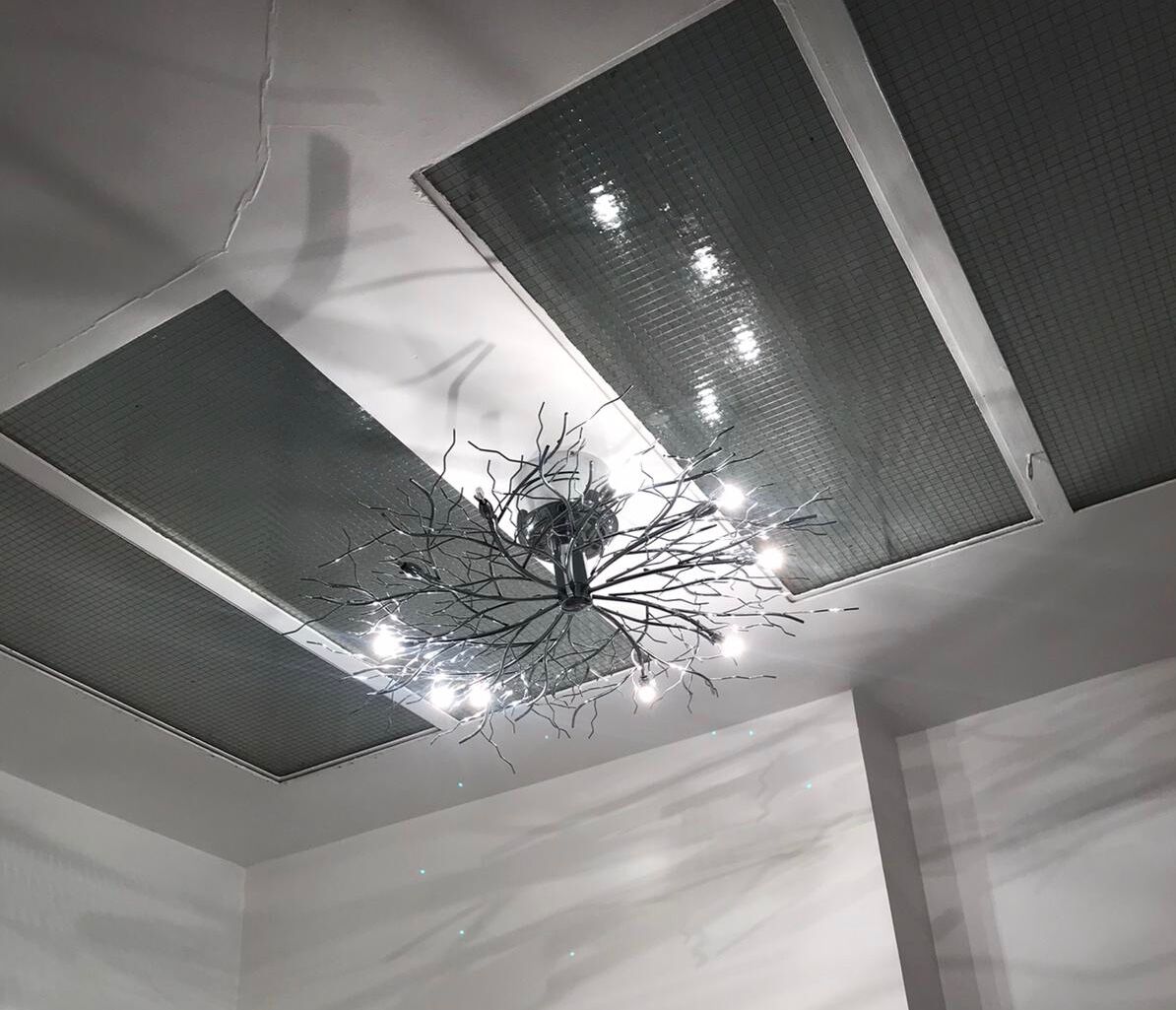 Plafonnier acier chrome 10 branches Iberlamp