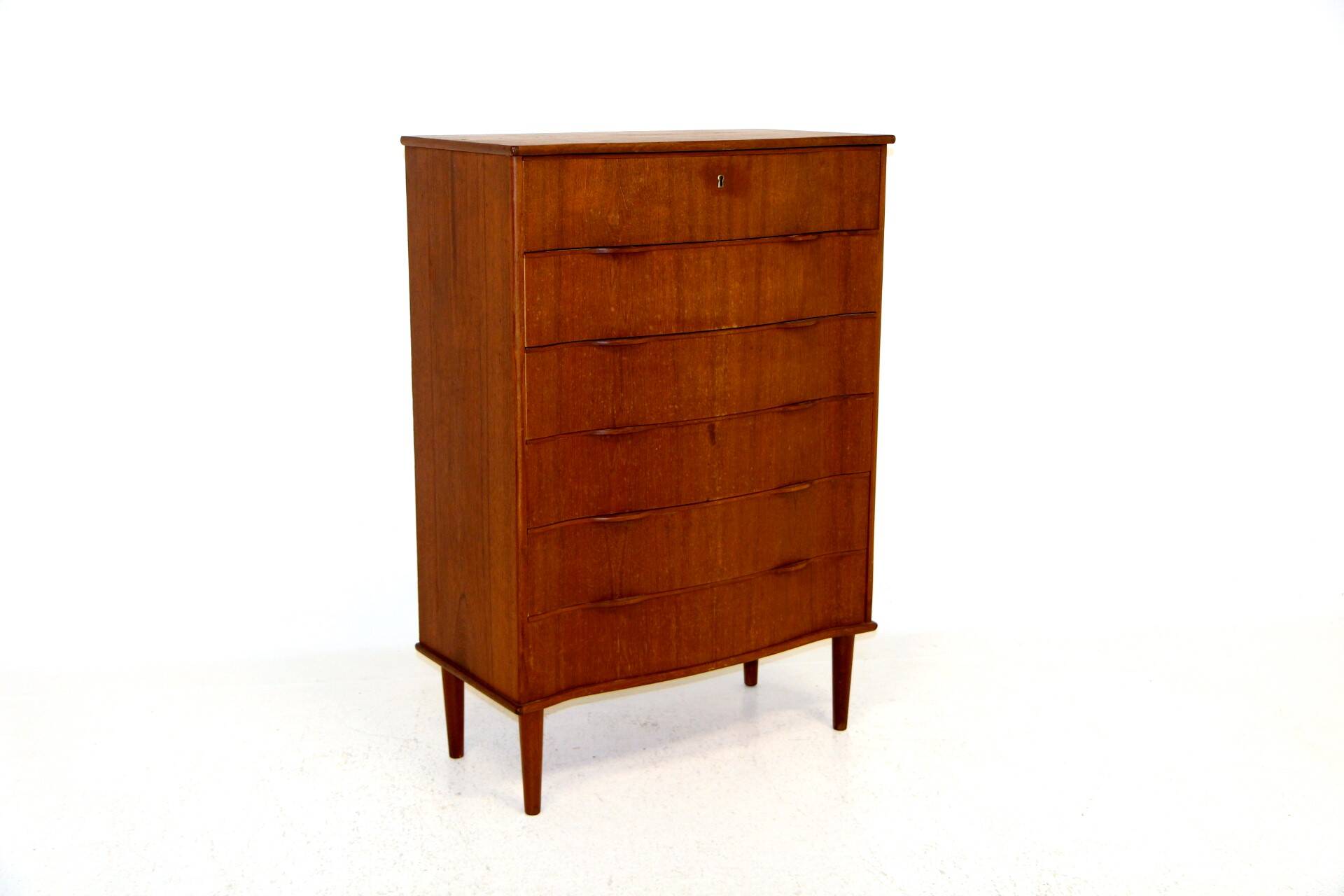 Teak tallboy chest of drawers, Denmark, 1950