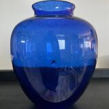 Vintage vase in cobalt blue bubbled glass paste