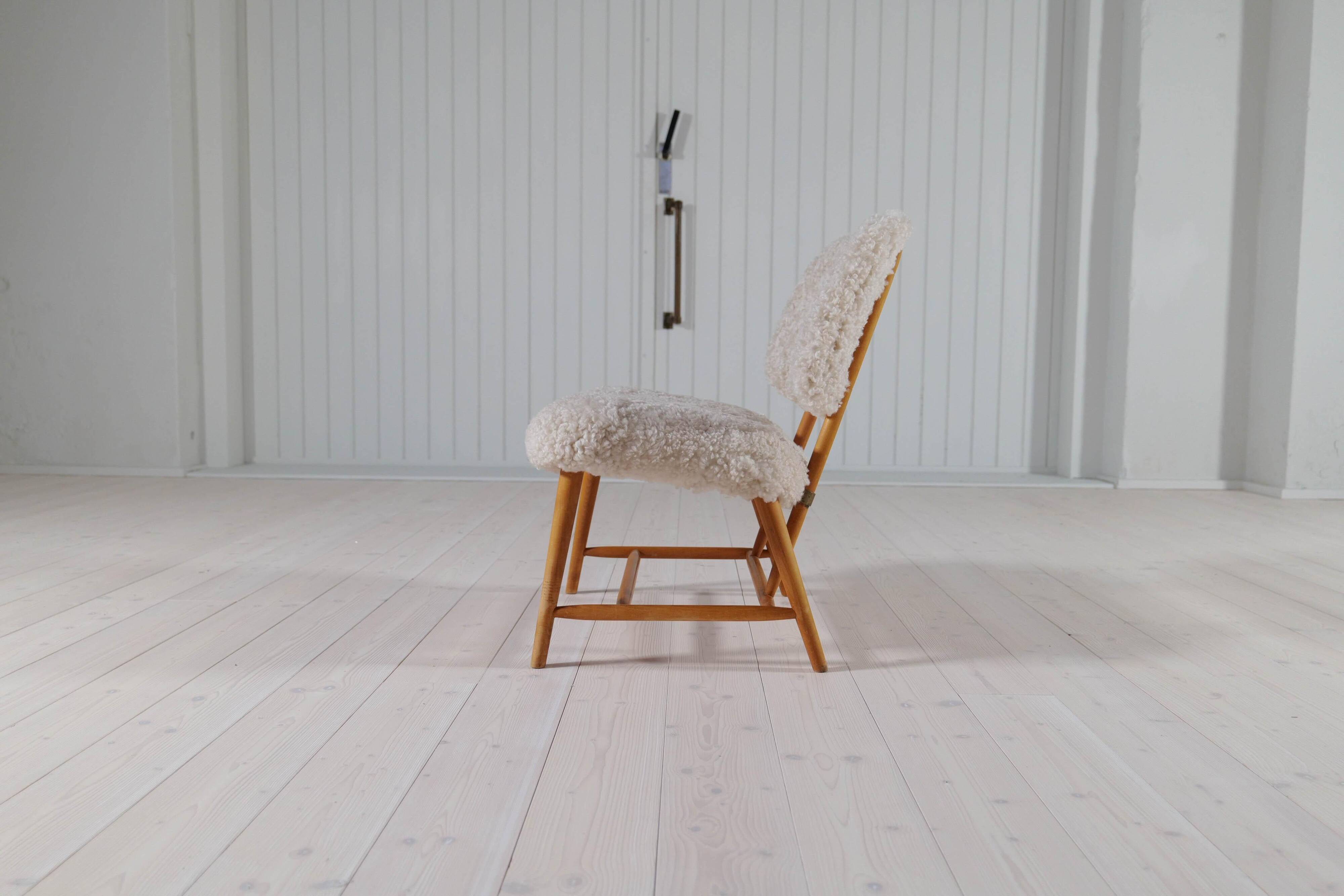 "Teve" Modern Mid-Century Chair in Lambskin/Shearling by Alf Svensson, Sweden, 1955