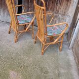 Pair of vintage rattan armchairs