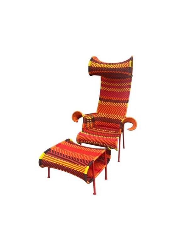 Moroso Shadowy lounge chair with footstool designed by Tord Boontje