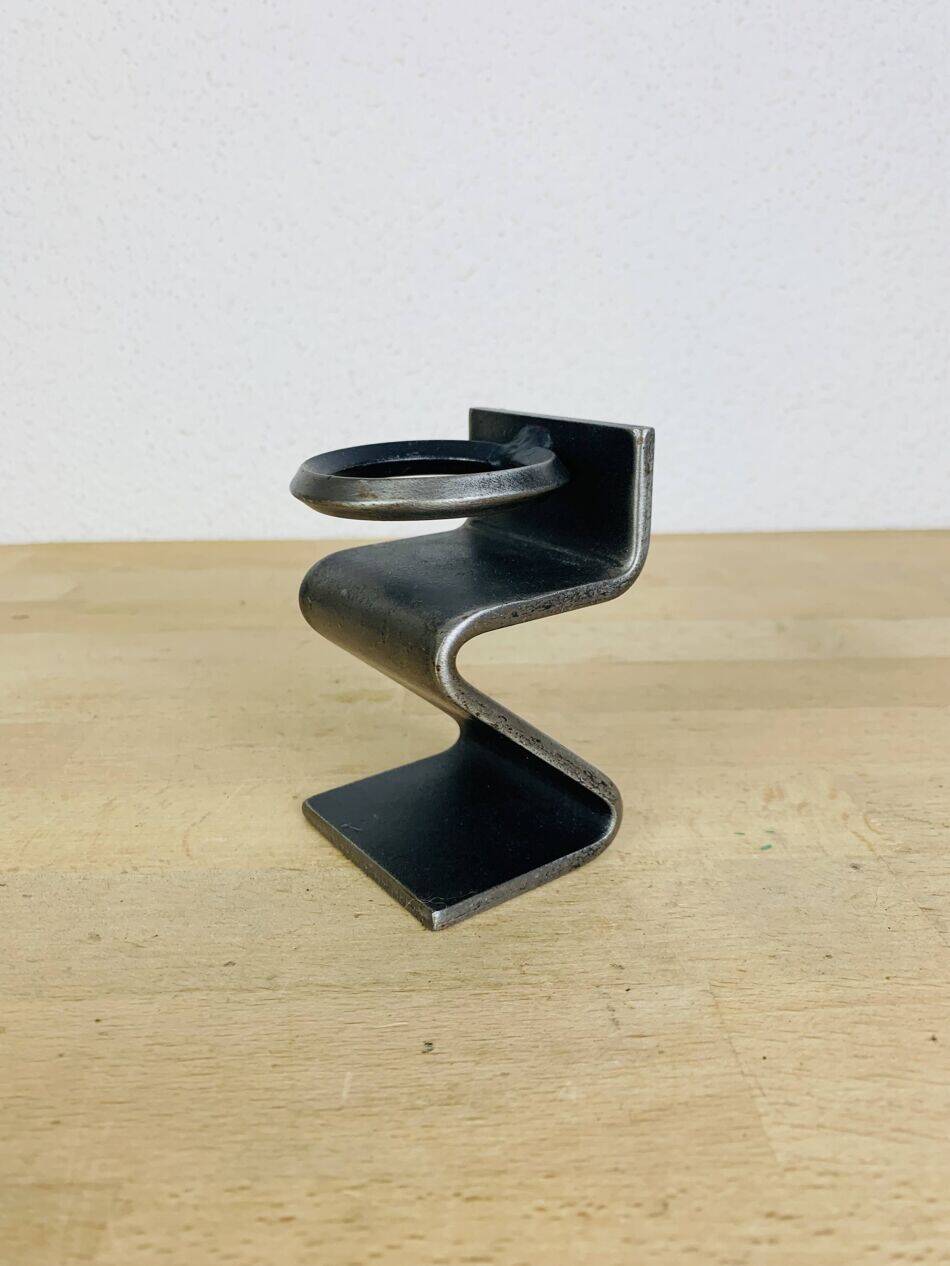 Brutalist wrought iron candlestick "Z"
