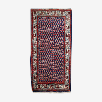 Vintage Indian carpet Seraband handmade 62cm x 124cm 1970s, 1C800