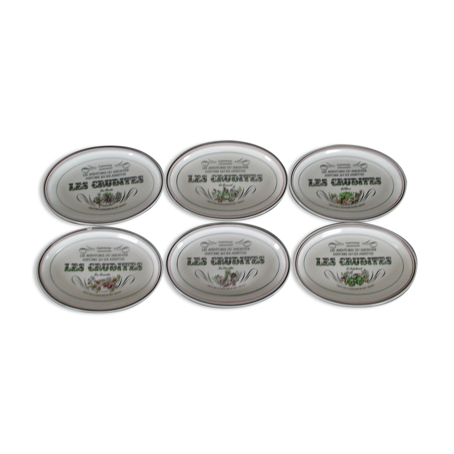 6 plates Gien raw vegetables the adventures of the gardener the collector