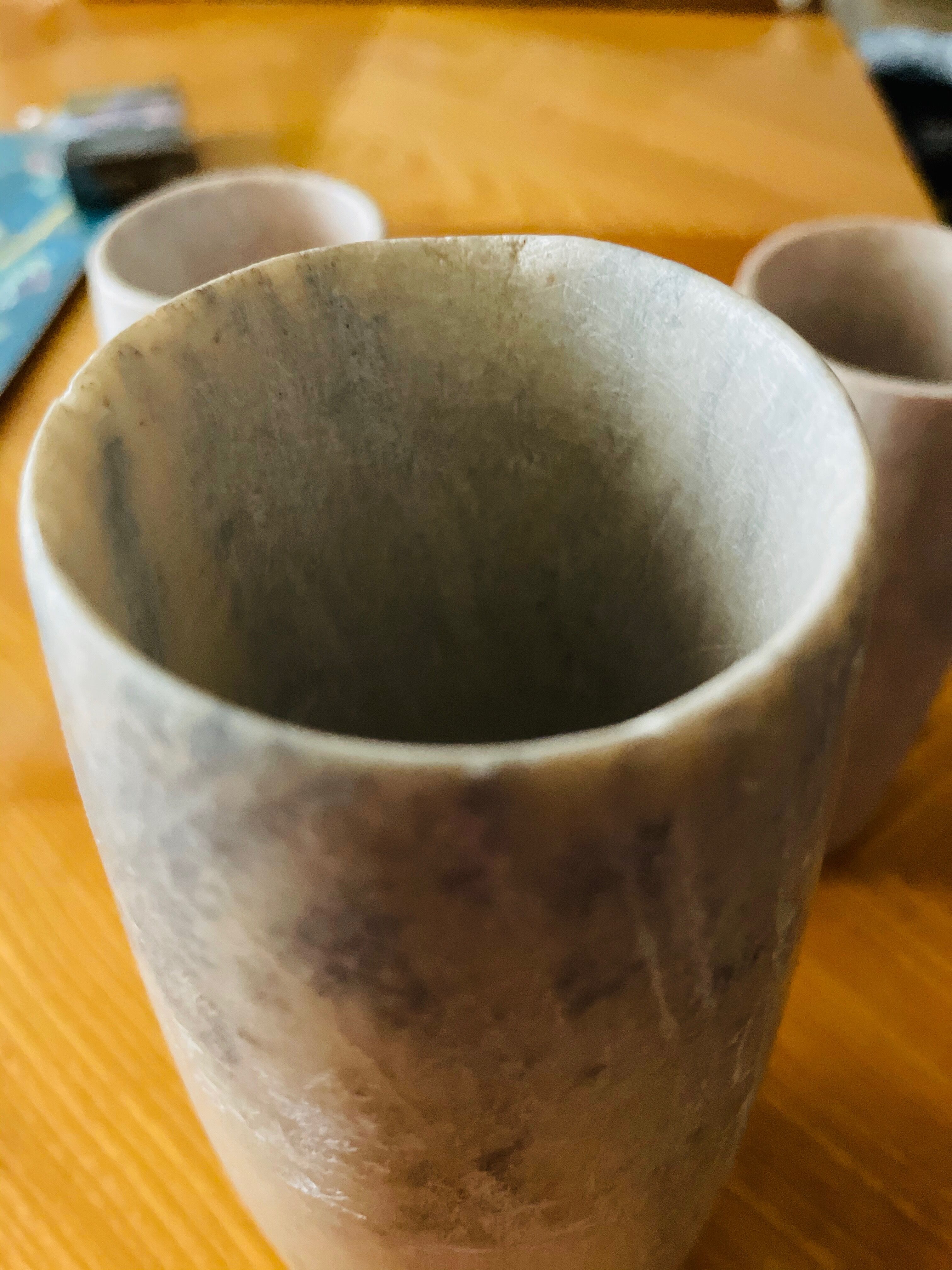 Trio of soliflores in rough cut stone