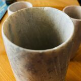 Trio of soliflores in rough cut stone