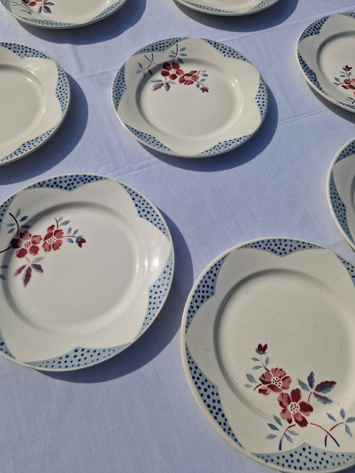Set of 8 Flat Plates Barfleur Model Sarreguemines Manufacture