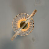 Venetian chandelier in colourless Murano glass and brass, circa 1950.