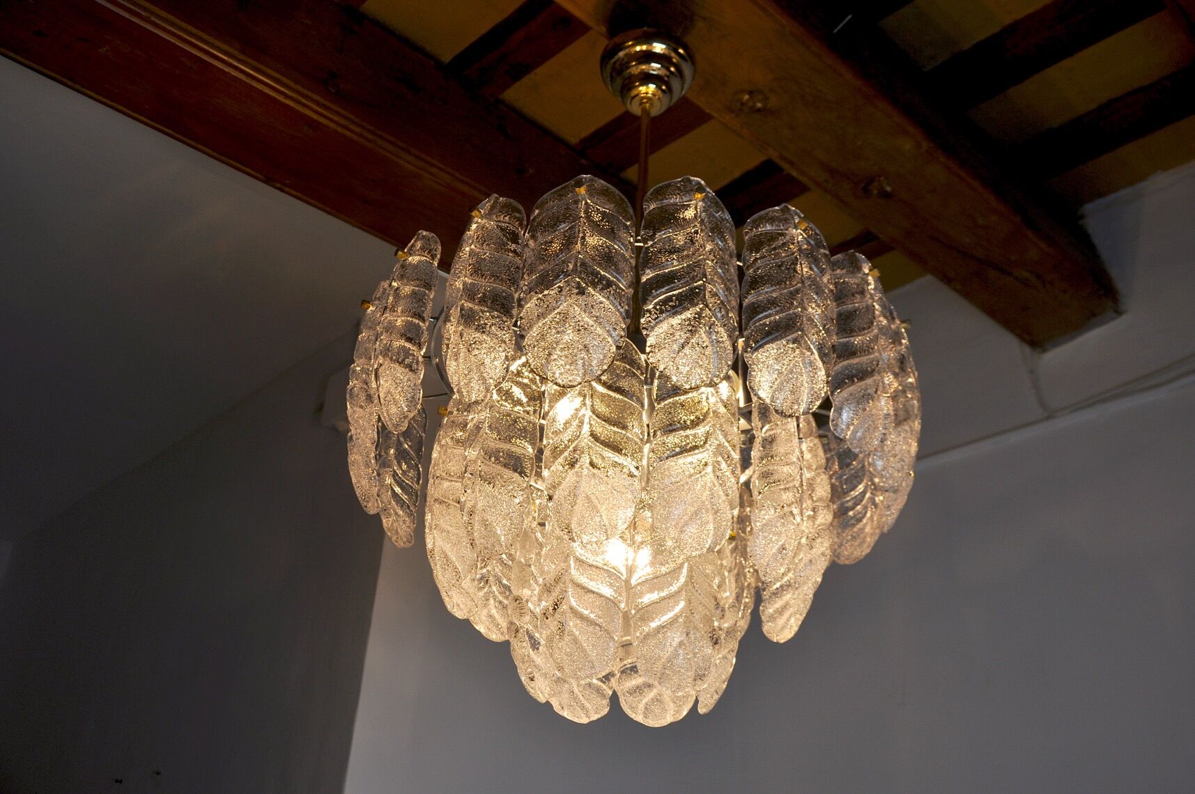 Lustre "Leaves" by Mazzega glass from Murano, Italy, 1970