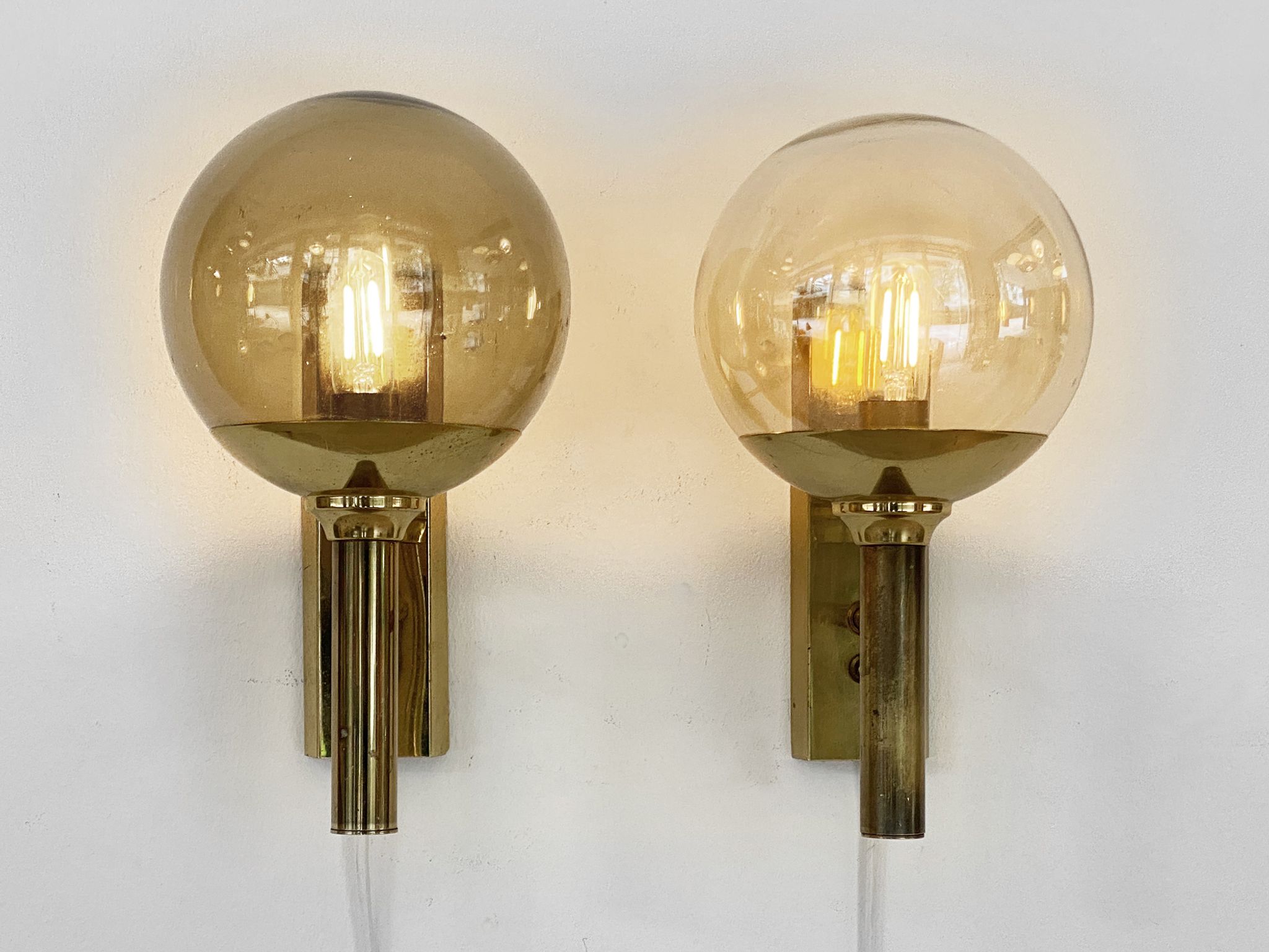 Pair of wall lights/sconces by Svend Mejlstrøm for Mejlstrøm Belysning. Denmark 1960s
