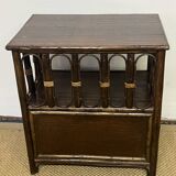 Small vintage wood and rattan bookcase shelf