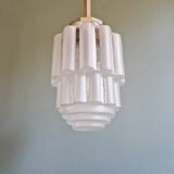 Art Deco Skyscraper suspension in frosted glass, 1930s