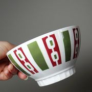 4 coffee bowls made of Badonviller earthenware, Art Deco decor from the vintage 1940s-1950s.