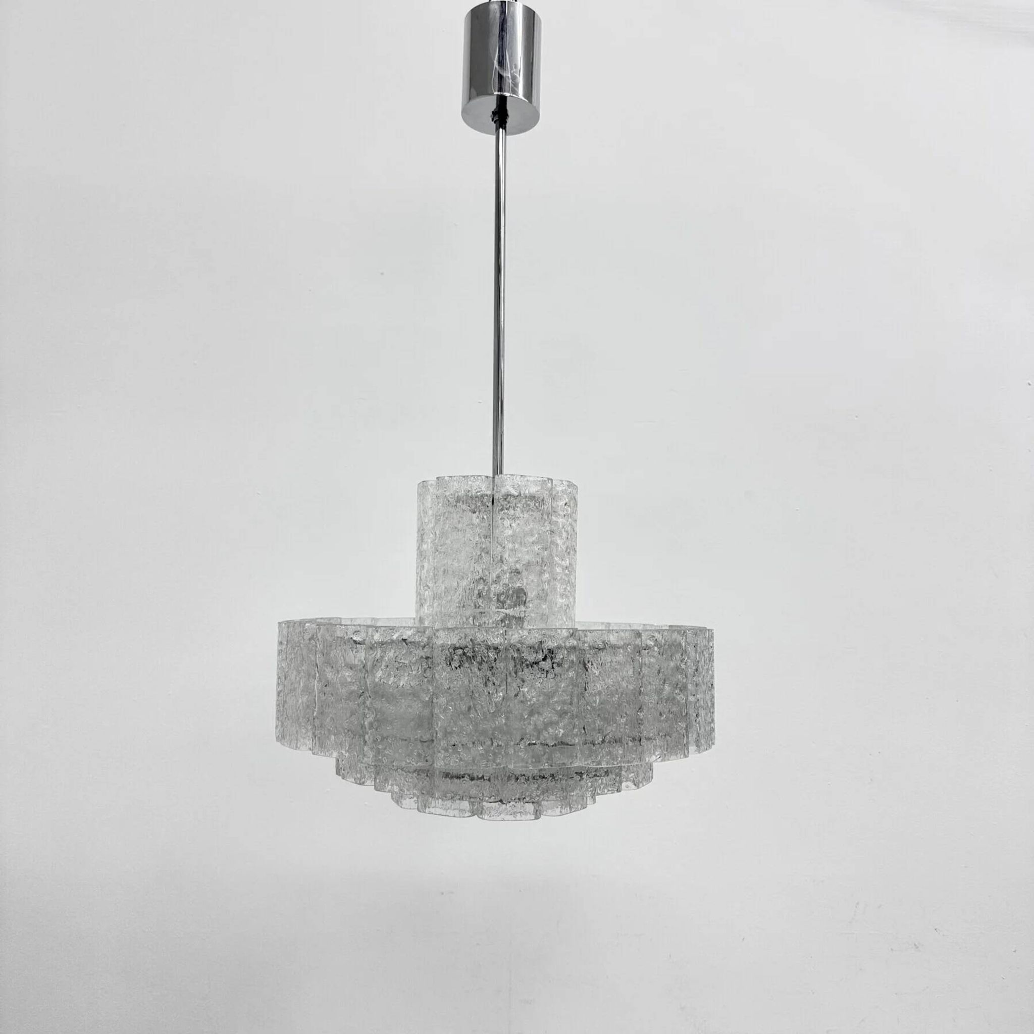 Mid-century design Doria Leuchten glass chandelier, 1970s