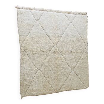 Berber carpet Beni Ouarain plain cream patterns in relief 196x172