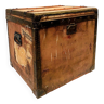 Travel trunk in wood and wrought iron 20th century